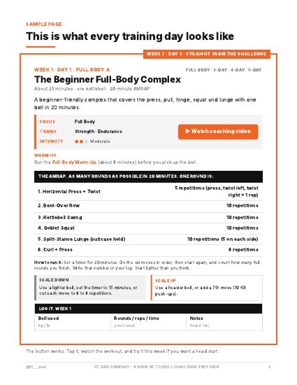 Sample page from the challenge